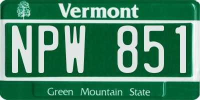 VT license plate NPW851