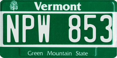 VT license plate NPW853