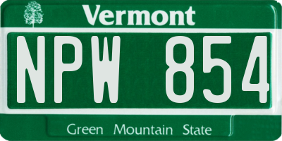 VT license plate NPW854