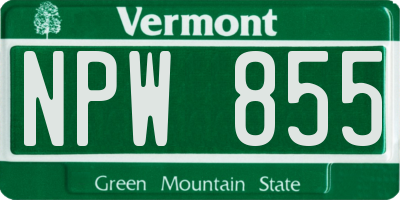 VT license plate NPW855