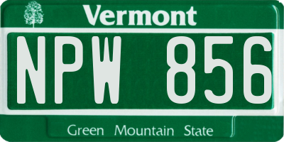 VT license plate NPW856