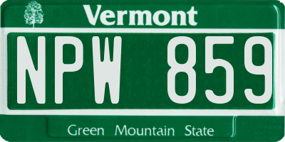 VT license plate NPW859