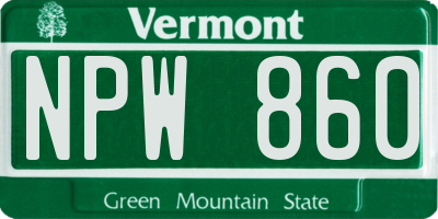 VT license plate NPW860