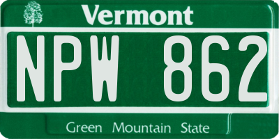 VT license plate NPW862
