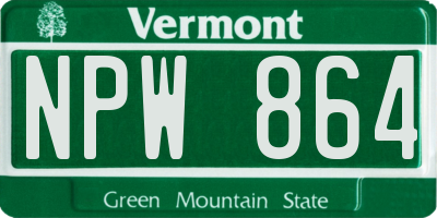 VT license plate NPW864