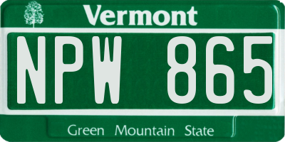 VT license plate NPW865