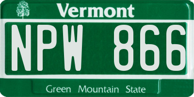 VT license plate NPW866