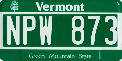 VT license plate NPW873