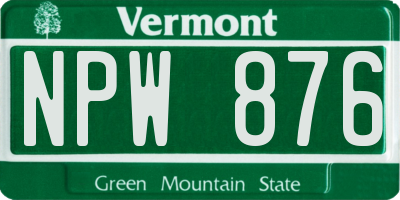 VT license plate NPW876