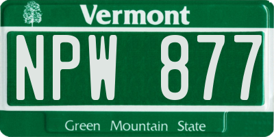 VT license plate NPW877