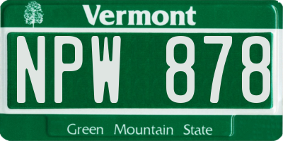 VT license plate NPW878