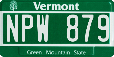 VT license plate NPW879