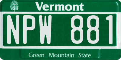 VT license plate NPW881