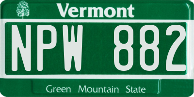 VT license plate NPW882