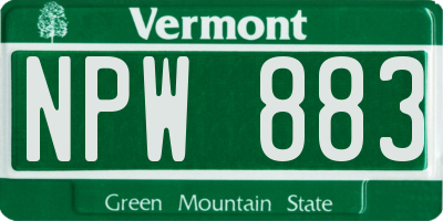 VT license plate NPW883