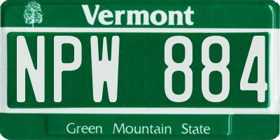 VT license plate NPW884