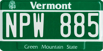 VT license plate NPW885