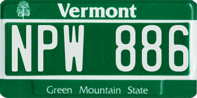 VT license plate NPW886