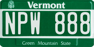VT license plate NPW888
