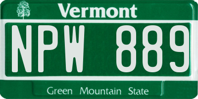 VT license plate NPW889