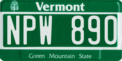 VT license plate NPW890