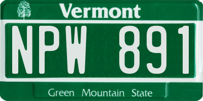 VT license plate NPW891