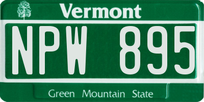 VT license plate NPW895