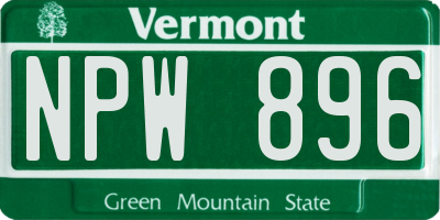 VT license plate NPW896