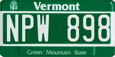 VT license plate NPW898