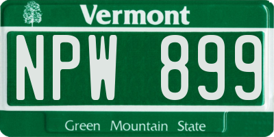 VT license plate NPW899