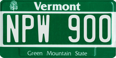 VT license plate NPW900