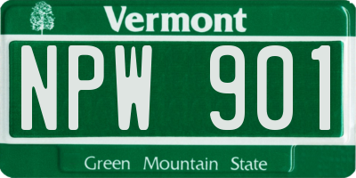 VT license plate NPW901