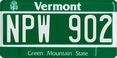 VT license plate NPW902