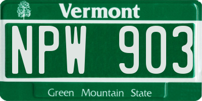 VT license plate NPW903