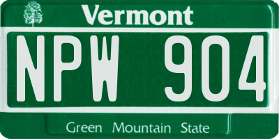 VT license plate NPW904
