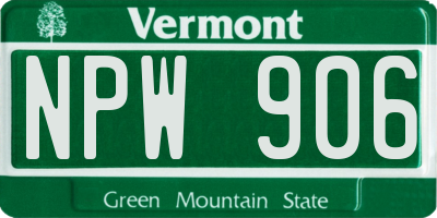 VT license plate NPW906