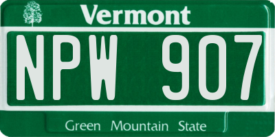 VT license plate NPW907