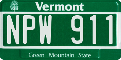 VT license plate NPW911