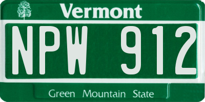 VT license plate NPW912