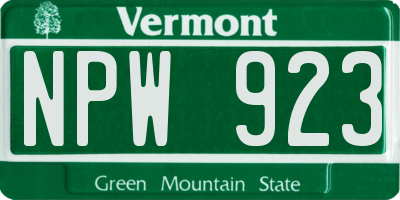 VT license plate NPW923