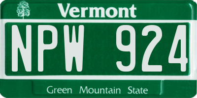 VT license plate NPW924