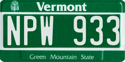 VT license plate NPW933