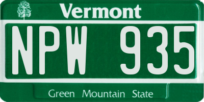 VT license plate NPW935