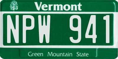 VT license plate NPW941