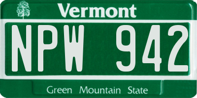 VT license plate NPW942