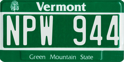 VT license plate NPW944