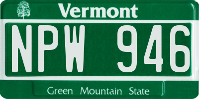 VT license plate NPW946