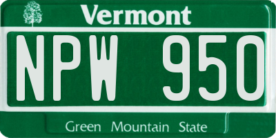 VT license plate NPW950