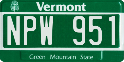 VT license plate NPW951