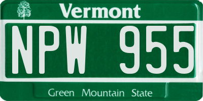 VT license plate NPW955